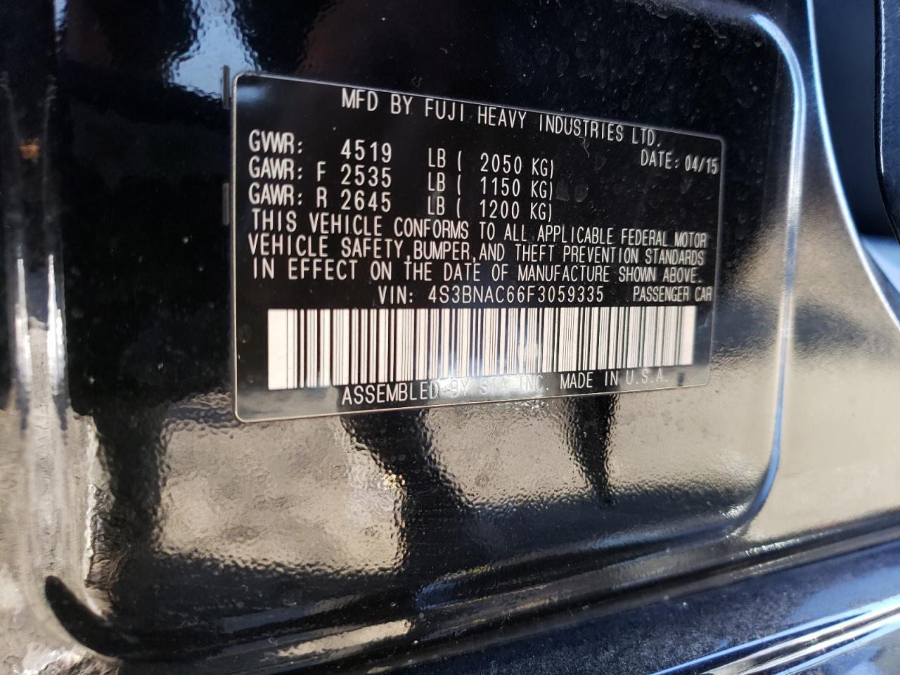 Photo 11 VIN: 4S3BNAC66F3059335 - SUBARU LEGACY 