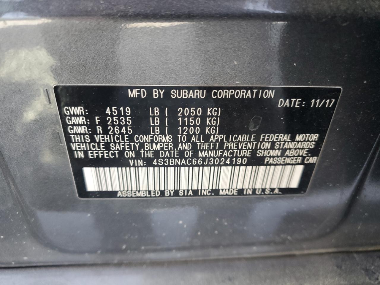 Photo 11 VIN: 4S3BNAC66J3024190 - SUBARU LEGACY 