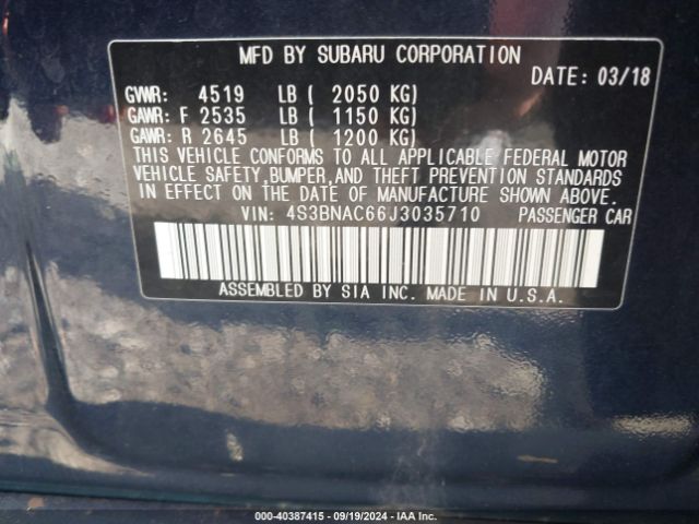 Photo 8 VIN: 4S3BNAC66J3035710 - SUBARU LEGACY 