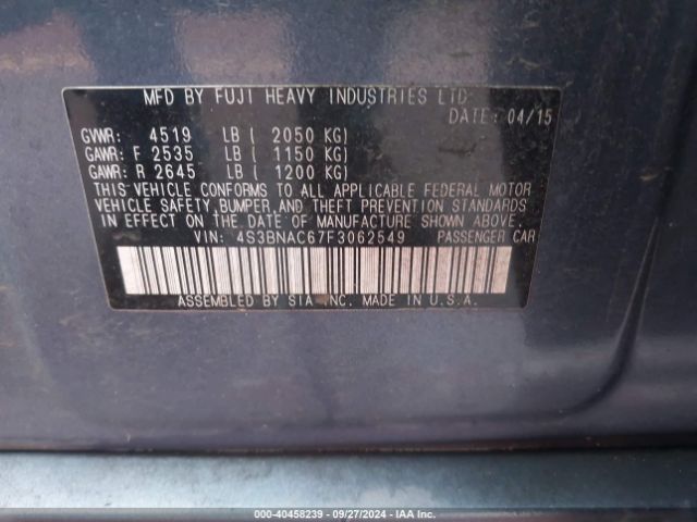 Photo 8 VIN: 4S3BNAC67F3062549 - SUBARU LEGACY 