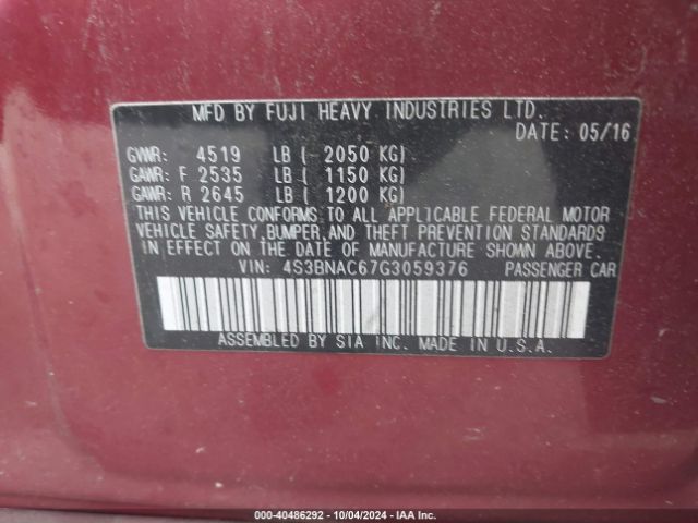 Photo 8 VIN: 4S3BNAC67G3059376 - SUBARU LEGACY 