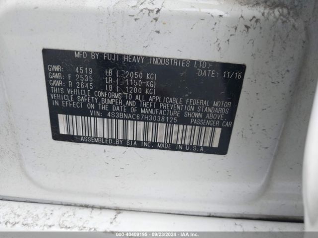 Photo 8 VIN: 4S3BNAC67H3038125 - SUBARU LEGACY 