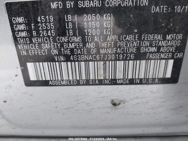 Photo 8 VIN: 4S3BNAC67J3019726 - SUBARU LEGACY 