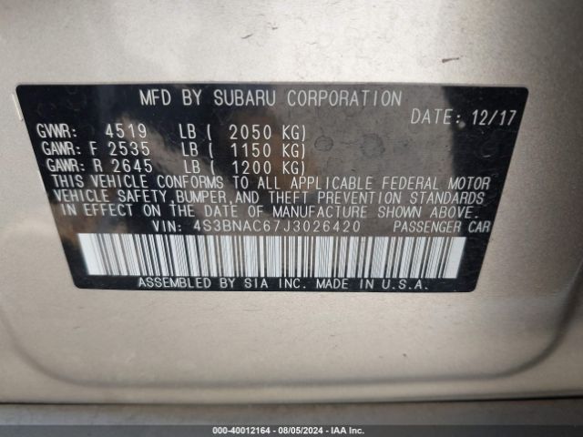 Photo 8 VIN: 4S3BNAC67J3026420 - SUBARU LEGACY 