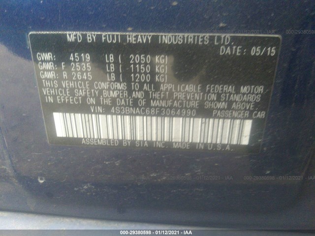 Photo 8 VIN: 4S3BNAC68F3064990 - SUBARU LEGACY 