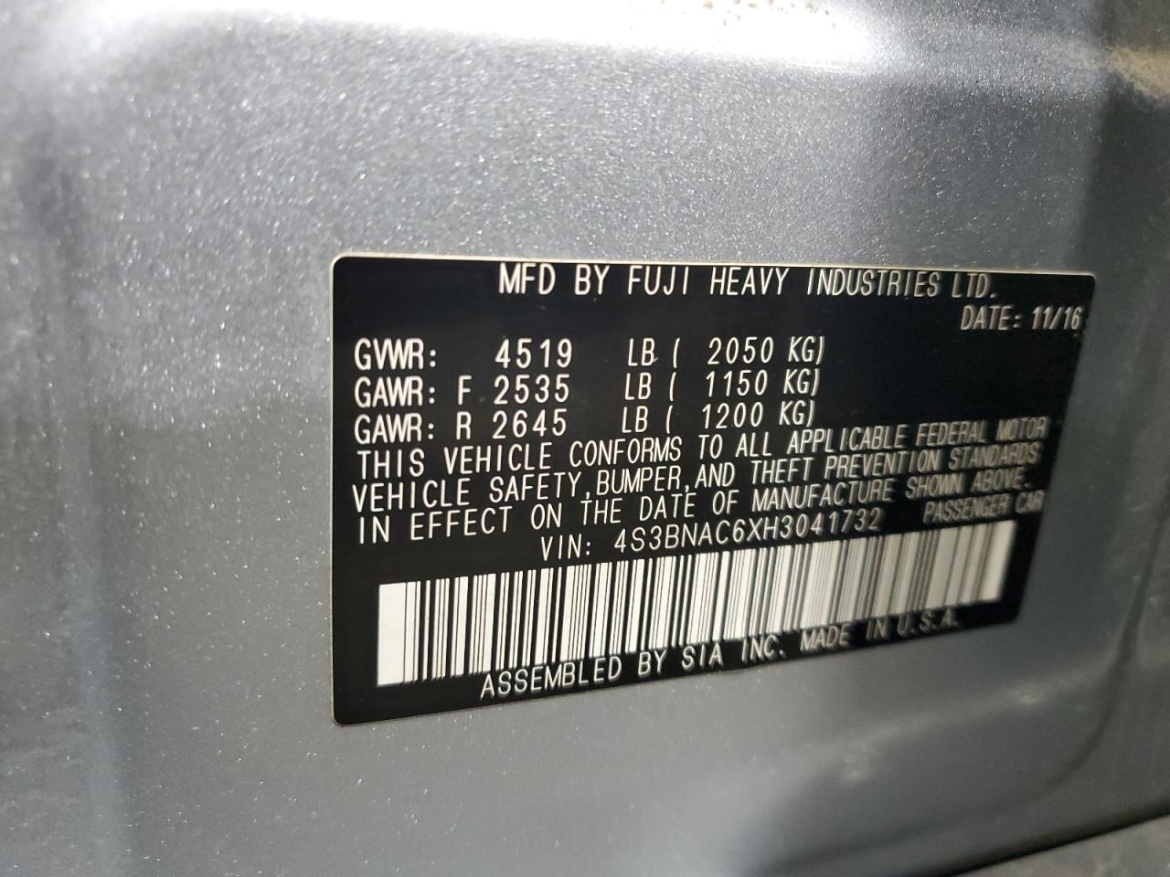 Photo 12 VIN: 4S3BNAC6XH3041732 - SUBARU LEGACY 