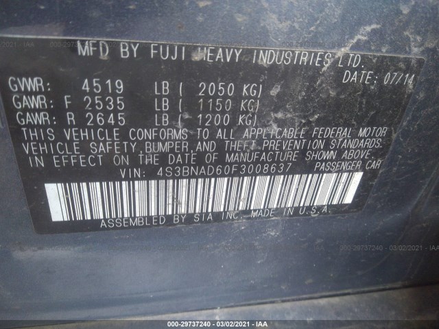 Photo 8 VIN: 4S3BNAD60F3008637 - SUBARU LEGACY 