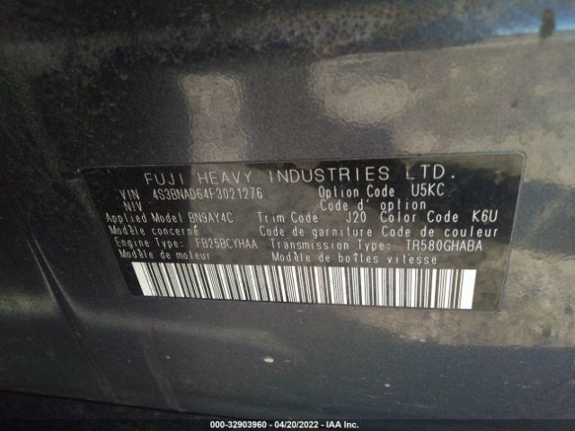 Photo 8 VIN: 4S3BNAD64F3021276 - SUBARU LEGACY 