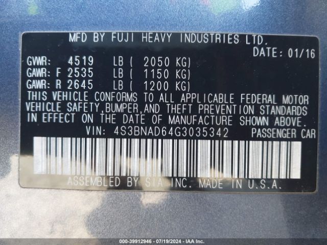 Photo 8 VIN: 4S3BNAD64G3035342 - SUBARU LEGACY 