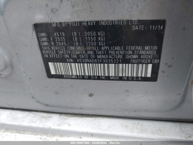 Photo 8 VIN: 4S3BNAD65F3035221 - SUBARU LEGACY 