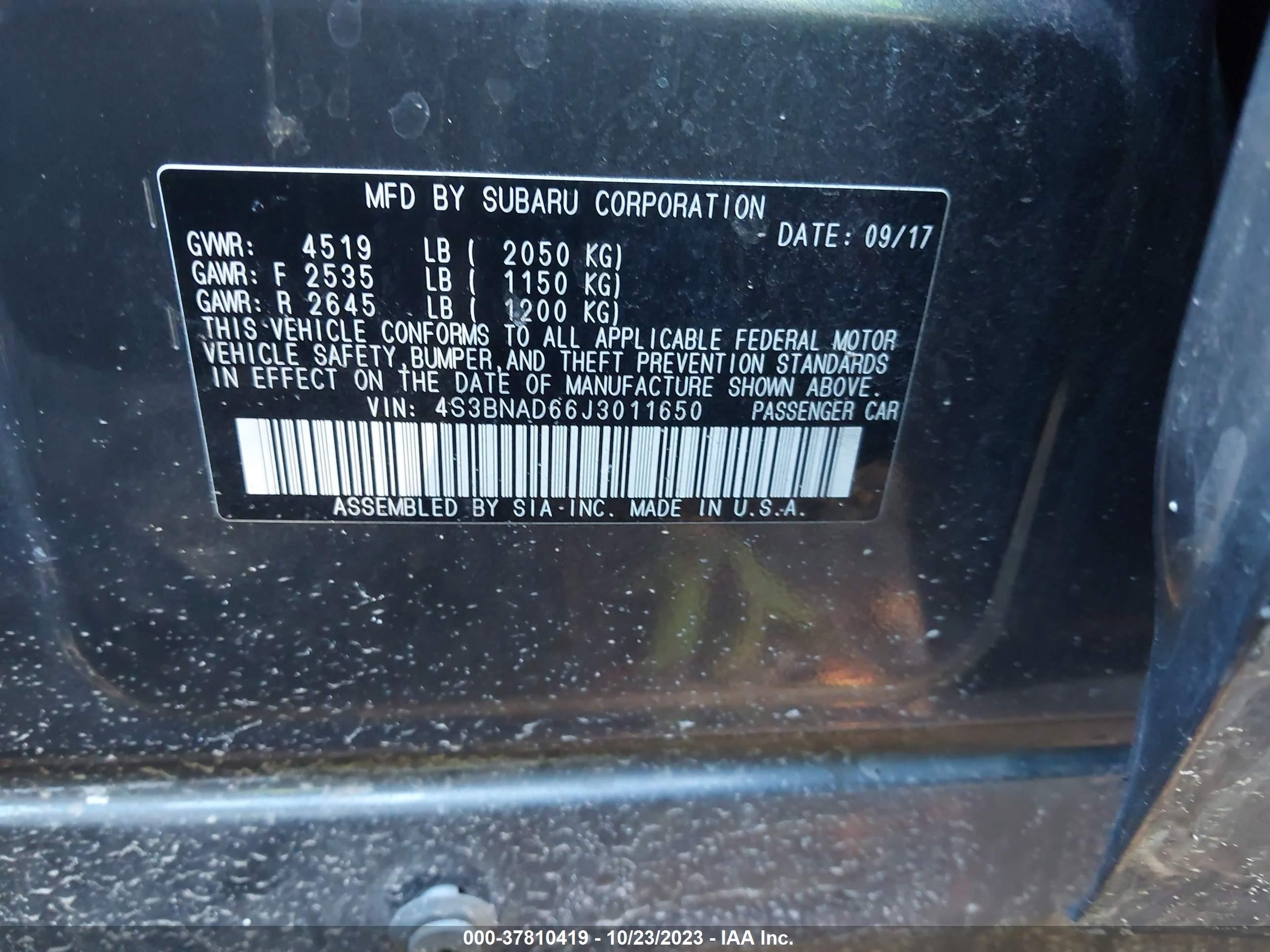 Photo 8 VIN: 4S3BNAD66J3011650 - SUBARU LEGACY 