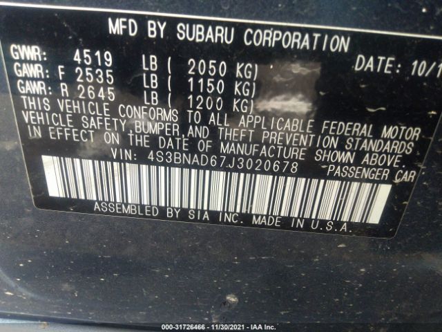 Photo 8 VIN: 4S3BNAD67J3020678 - SUBARU LEGACY 