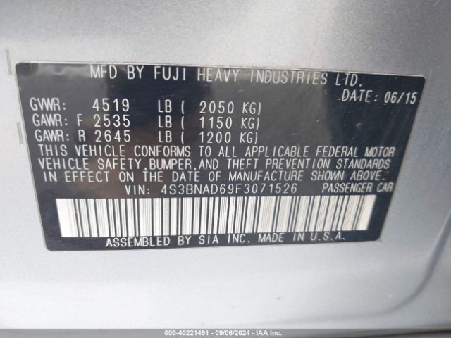 Photo 8 VIN: 4S3BNAD69F3071526 - SUBARU LEGACY 