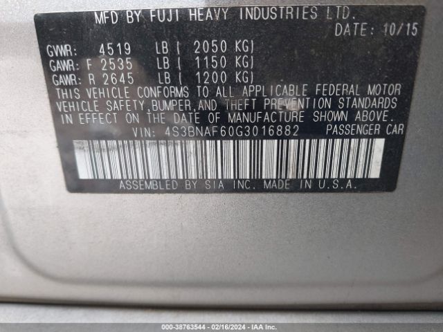 Photo 8 VIN: 4S3BNAF60G3016882 - SUBARU LEGACY 