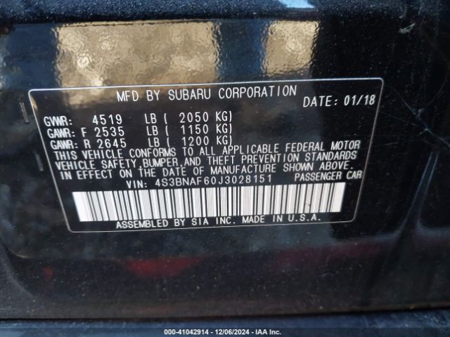 Photo 8 VIN: 4S3BNAF60J3028151 - SUBARU LEGACY 