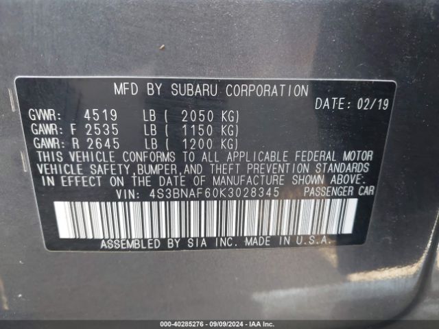 Photo 8 VIN: 4S3BNAF60K3028345 - SUBARU LEGACY 