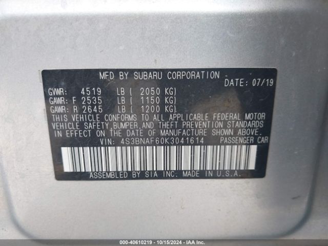 Photo 8 VIN: 4S3BNAF60K3041614 - SUBARU LEGACY 