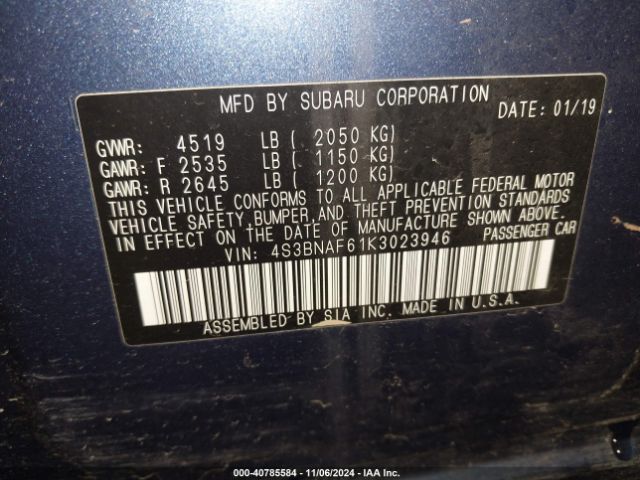 Photo 8 VIN: 4S3BNAF61K3023946 - SUBARU LEGACY 