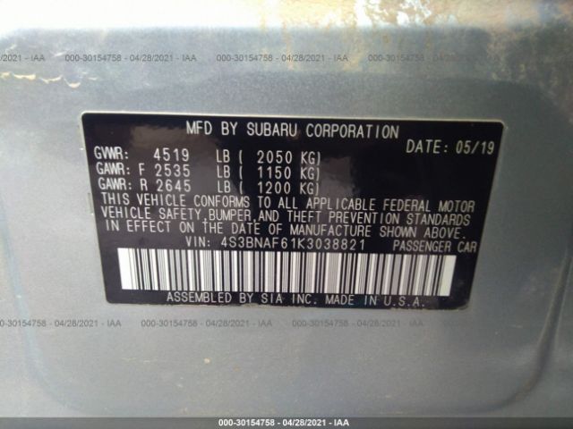 Photo 8 VIN: 4S3BNAF61K3038821 - SUBARU LEGACY 