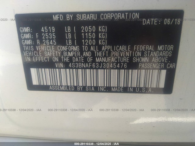 Photo 8 VIN: 4S3BNAF63J3045476 - SUBARU LEGACY 