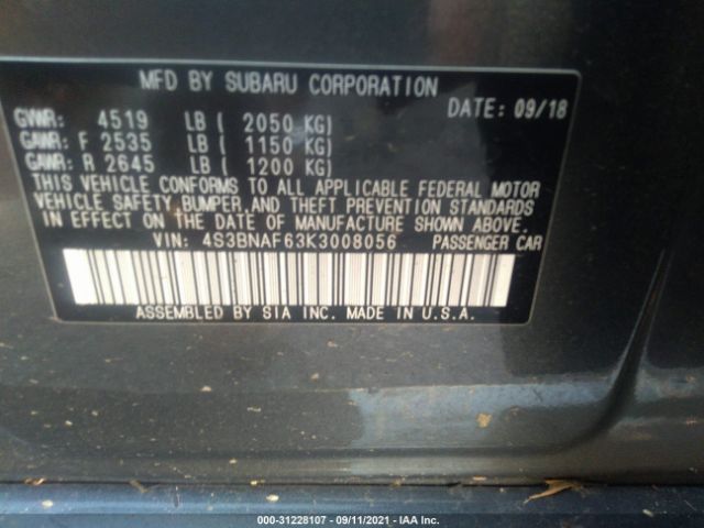 Photo 8 VIN: 4S3BNAF63K3008056 - SUBARU LEGACY 