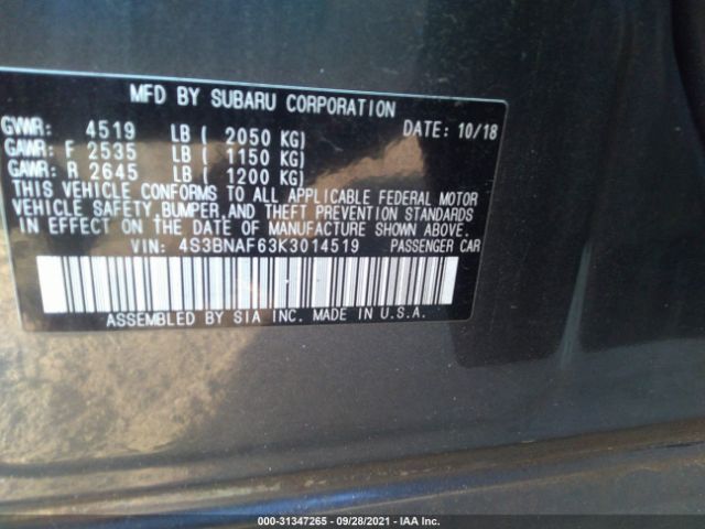 Photo 8 VIN: 4S3BNAF63K3014519 - SUBARU LEGACY 