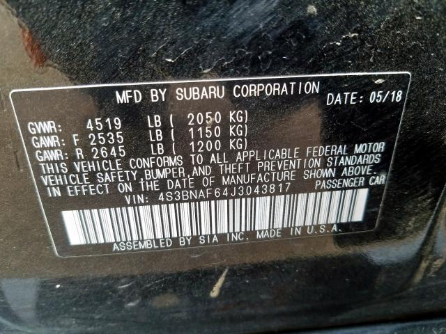 Photo 9 VIN: 4S3BNAF64J3043817 - SUBARU LEGACY 