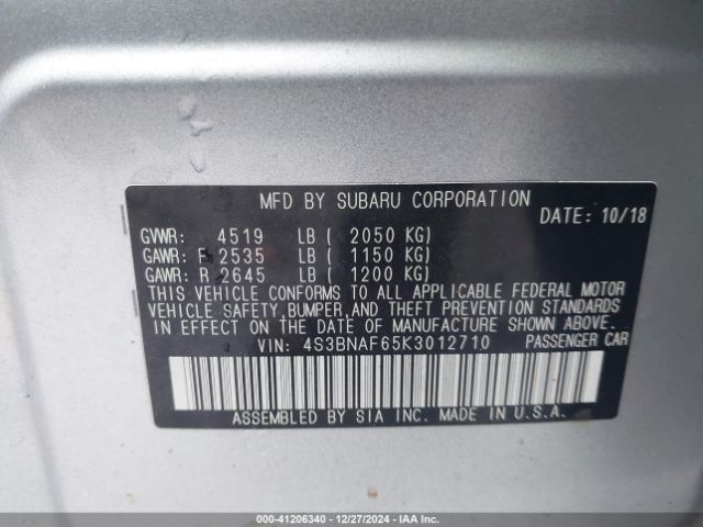 Photo 8 VIN: 4S3BNAF65K3012710 - SUBARU LEGACY 