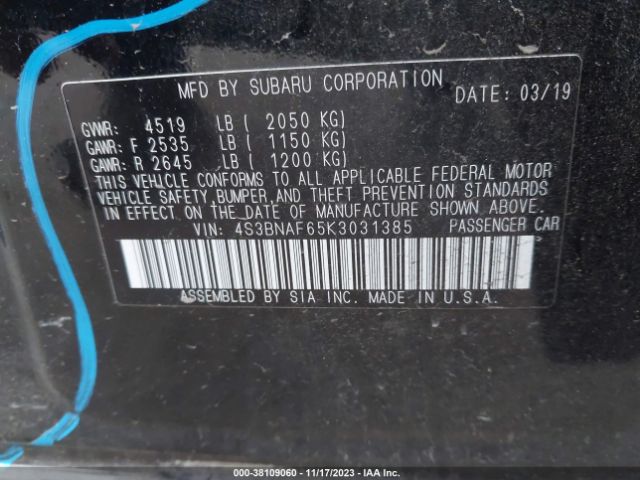 Photo 8 VIN: 4S3BNAF65K3031385 - SUBARU LEGACY 