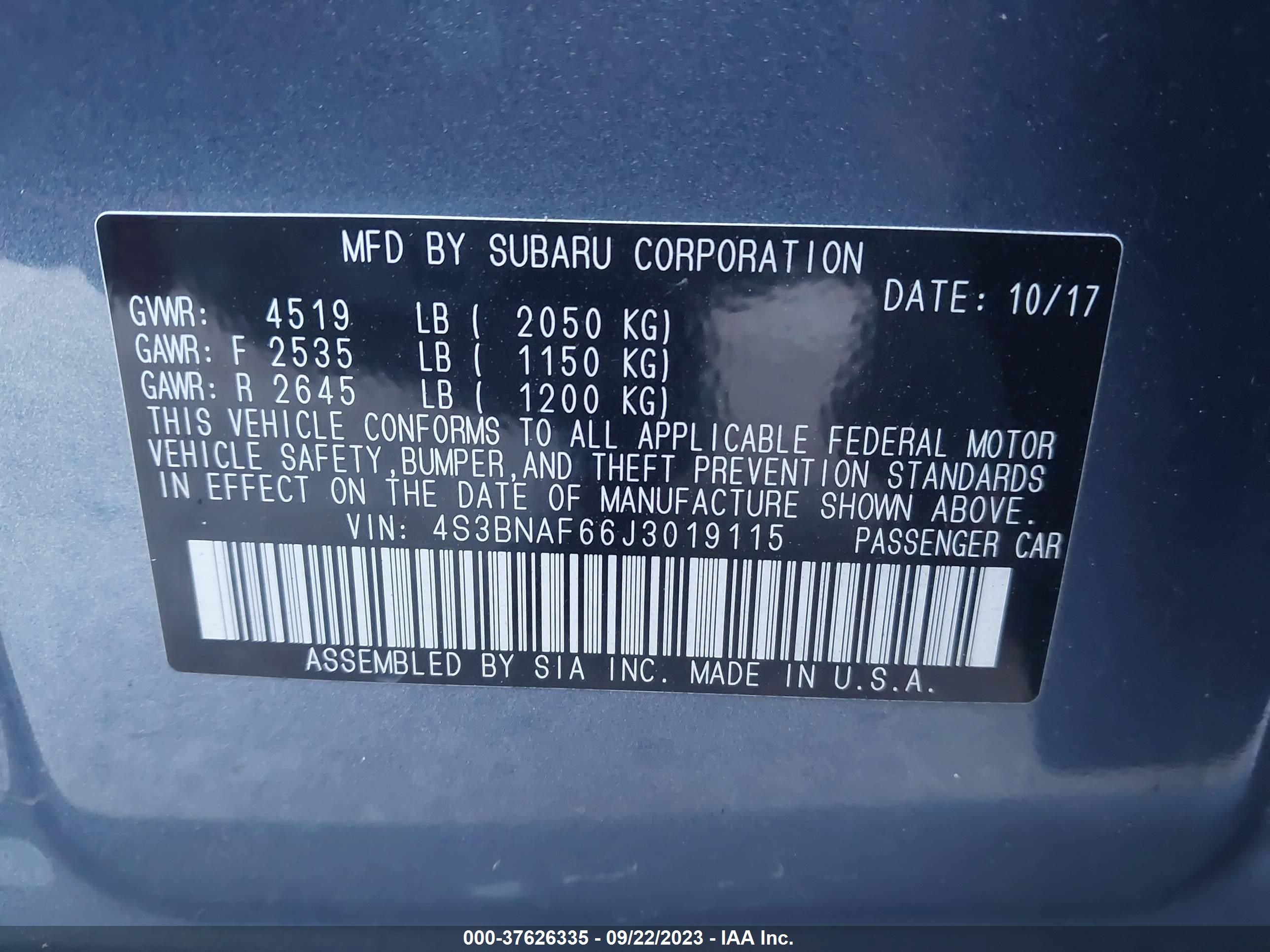 Photo 8 VIN: 4S3BNAF66J3019115 - SUBARU LEGACY 