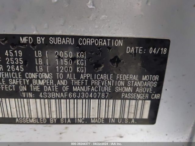 Photo 8 VIN: 4S3BNAF66J3040787 - SUBARU LEGACY 