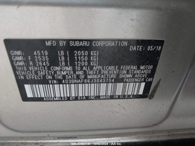 Photo 8 VIN: 4S3BNAF66J3043754 - SUBARU LEGACY 