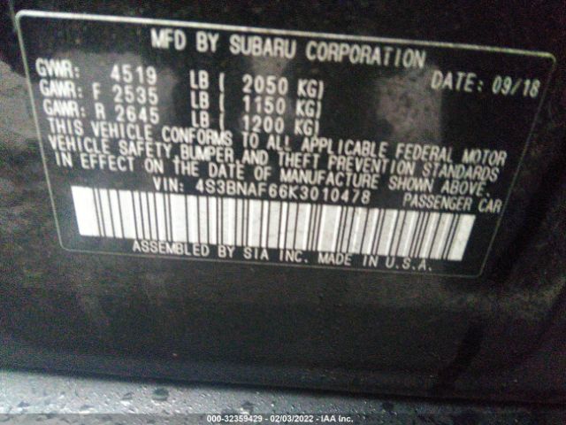 Photo 8 VIN: 4S3BNAF66K3010478 - SUBARU LEGACY 