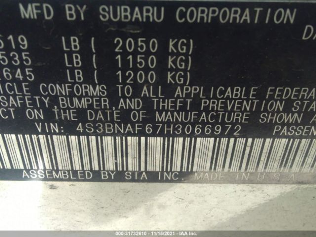 Photo 8 VIN: 4S3BNAF67H3066972 - SUBARU LEGACY 2.5 