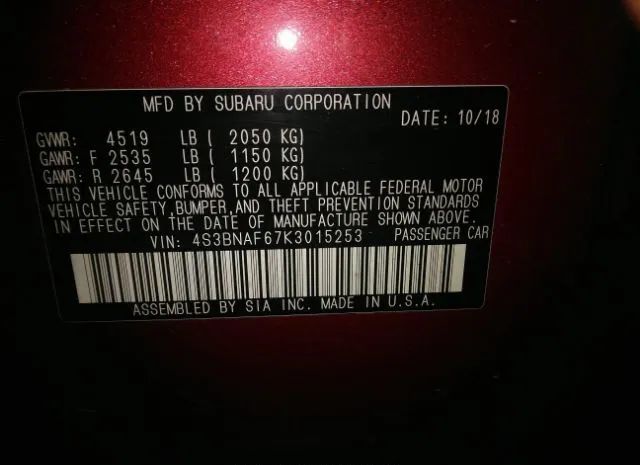 Photo 8 VIN: 4S3BNAF67K3015253 - SUBARU LEGACY 