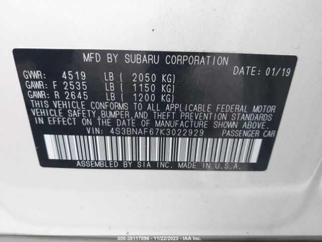 Photo 8 VIN: 4S3BNAF67K3022929 - SUBARU LEGACY 