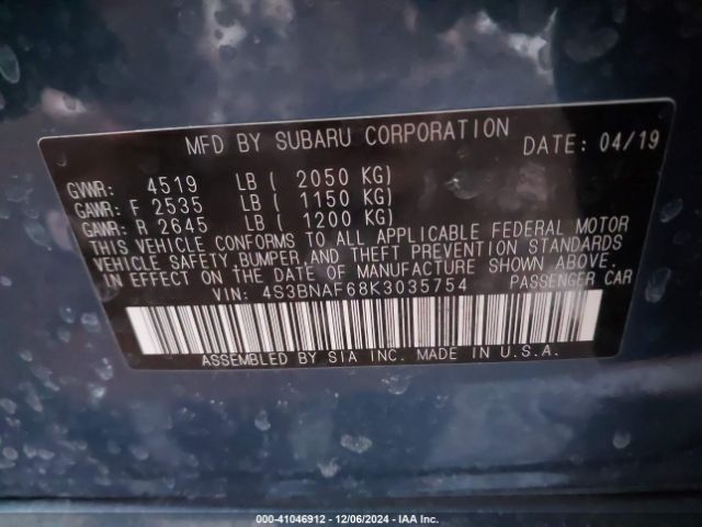 Photo 8 VIN: 4S3BNAF68K3035754 - SUBARU LEGACY 