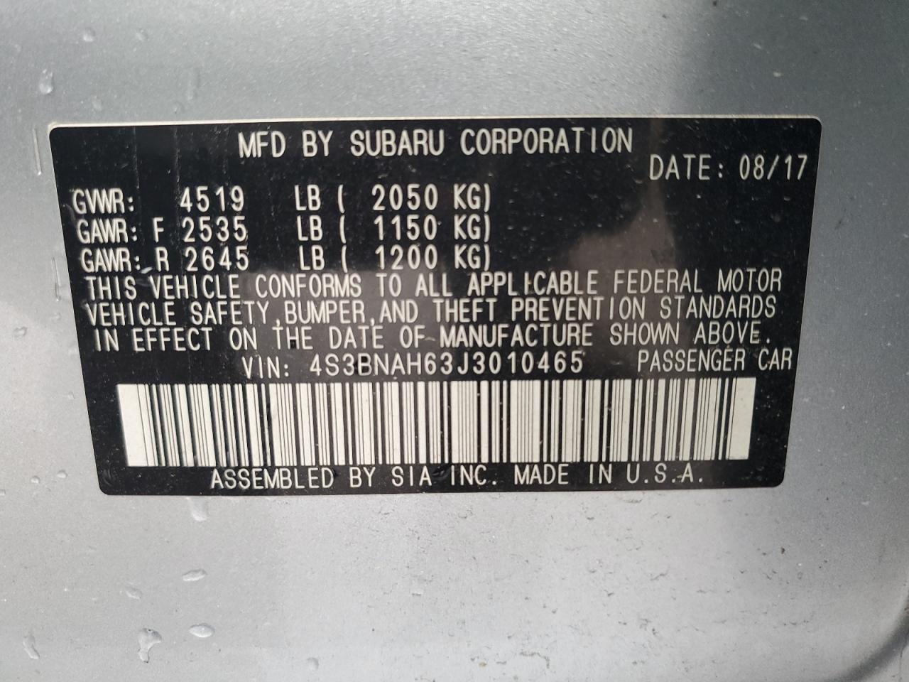 Photo 11 VIN: 4S3BNAH63J3010465 - SUBARU LEGACY 