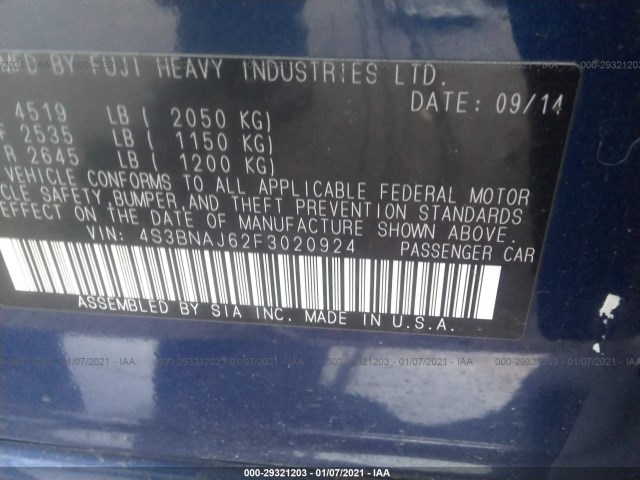 Photo 8 VIN: 4S3BNAJ62F3020924 - SUBARU LEGACY 