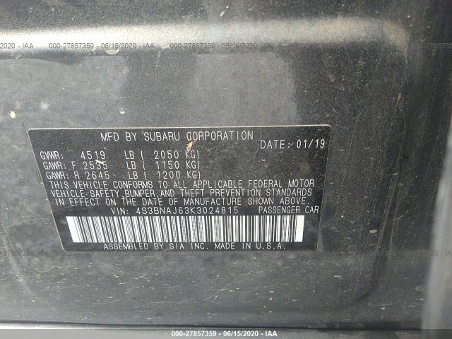 Photo 8 VIN: 4S3BNAJ63K3024815 - SUBARU LEGACY 