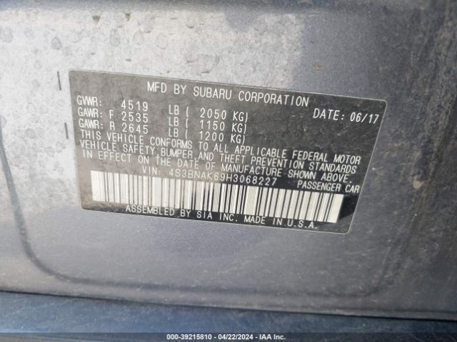 Photo 8 VIN: 4S3BNAK69H3068227 - SUBARU LEGACY 