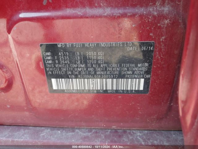 Photo 8 VIN: 4S3BNAL61F3005912 - SUBARU LEGACY 