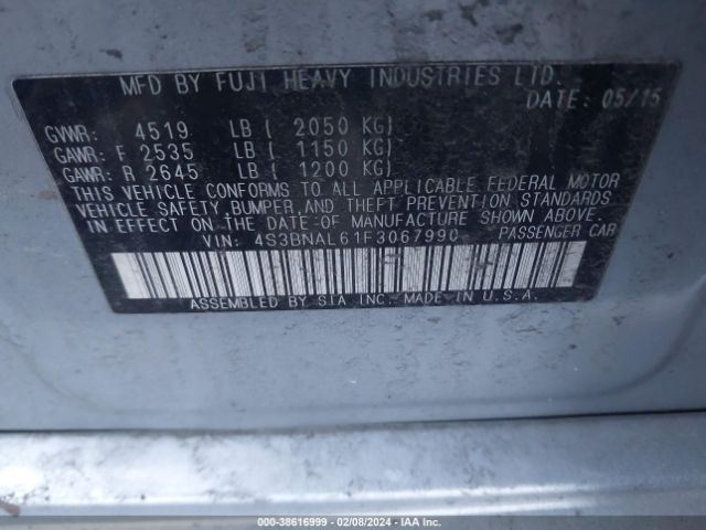 Photo 8 VIN: 4S3BNAL61F3067990 - SUBARU LEGACY 