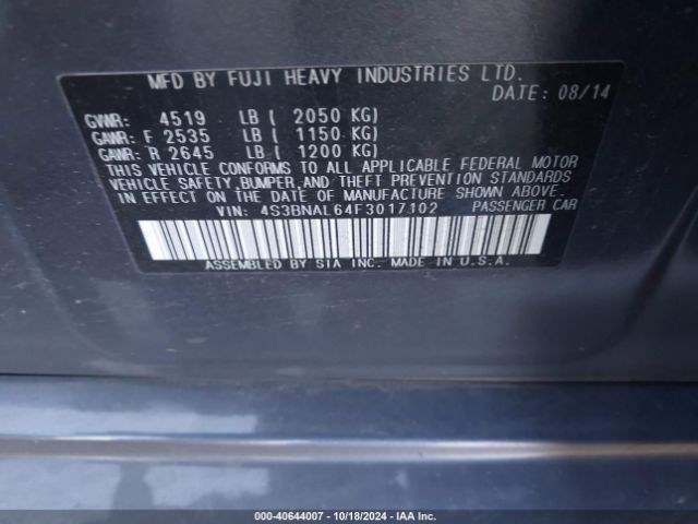 Photo 8 VIN: 4S3BNAL64F3017102 - SUBARU LEGACY 