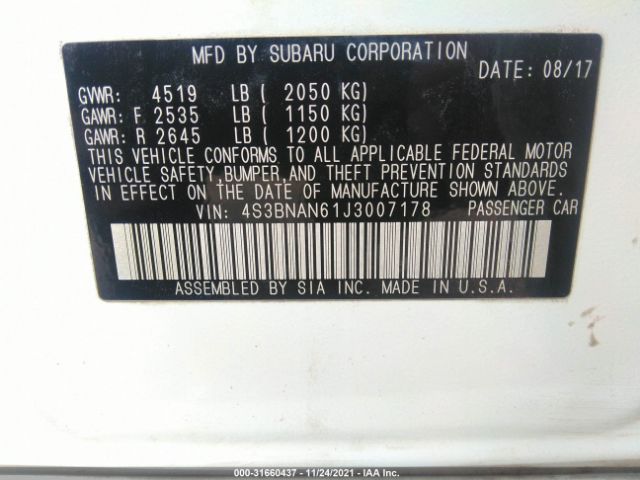 Photo 8 VIN: 4S3BNAN61J3007178 - SUBARU LEGACY 