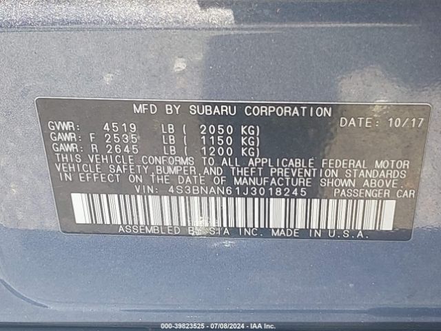 Photo 8 VIN: 4S3BNAN61J3018245 - SUBARU LEGACY 