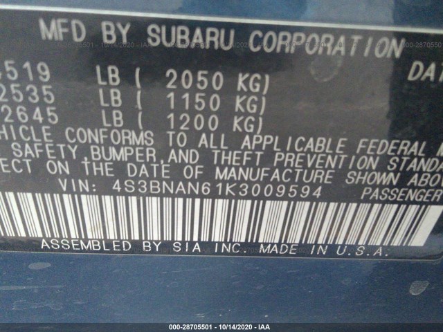 Photo 8 VIN: 4S3BNAN61K3009594 - SUBARU LEGACY 