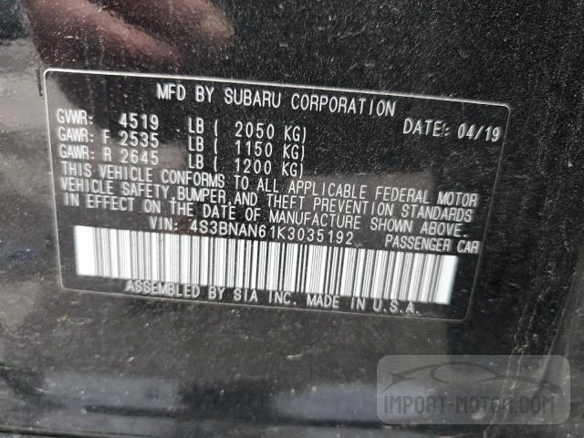 Photo 12 VIN: 4S3BNAN61K3035192 - SUBARU LEGACY 