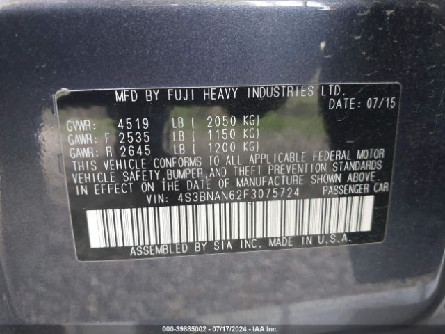 Photo 8 VIN: 4S3BNAN62F3075724 - SUBARU LEGACY 