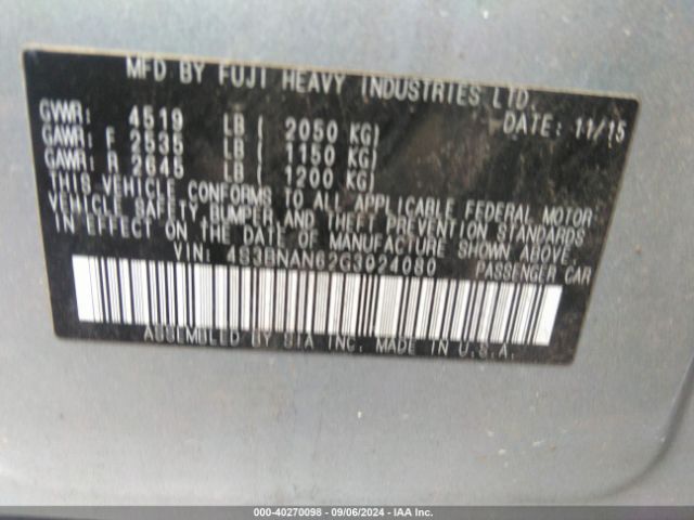 Photo 8 VIN: 4S3BNAN62G3024080 - SUBARU LEGACY 